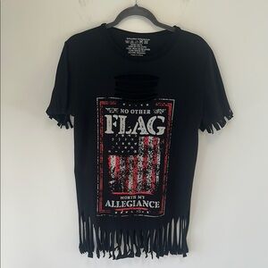 USA Graphic Tee Sz Medium Short Sleeve with Fringe